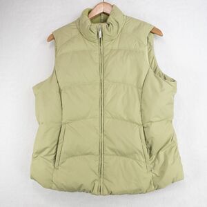 Eddie Bauer Vest Womens LP Puffer Premium Goose Down Olive Green Jacket